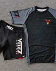 Custom no-gi team sets with matching rash guards and shorts for coordinated athletic performance