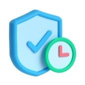 Shipping Exchange coverage icon with shield and clock.