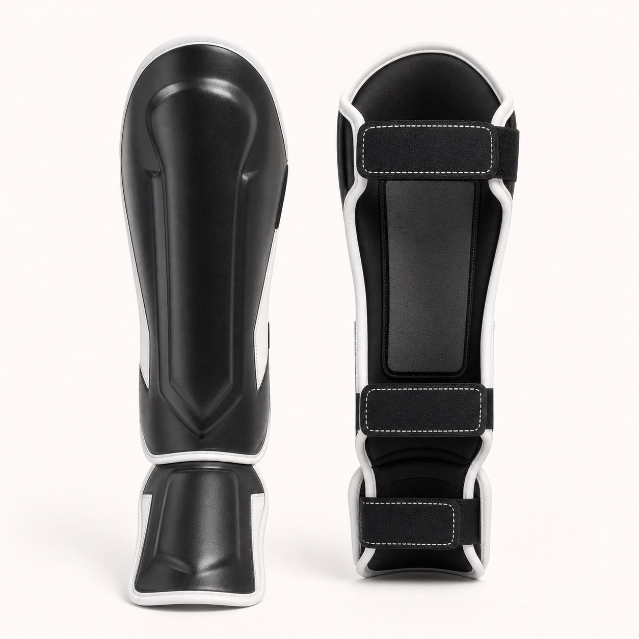 Unbranded custom shin guard product-option render showing front and reverse views